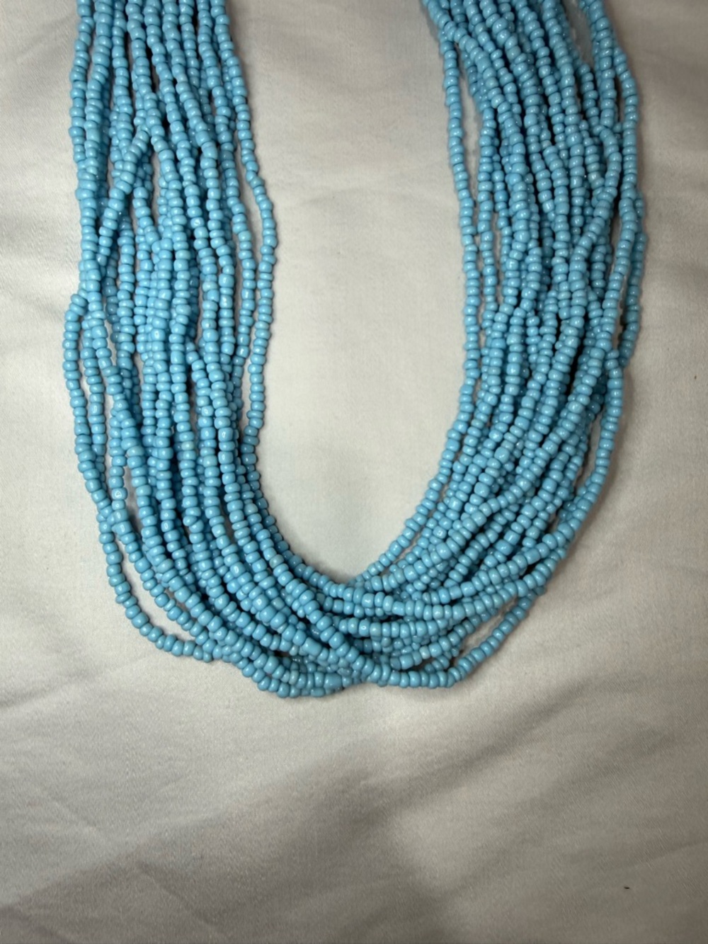 Multi-Strand Seed Bead Necklace in Turquoise Blue